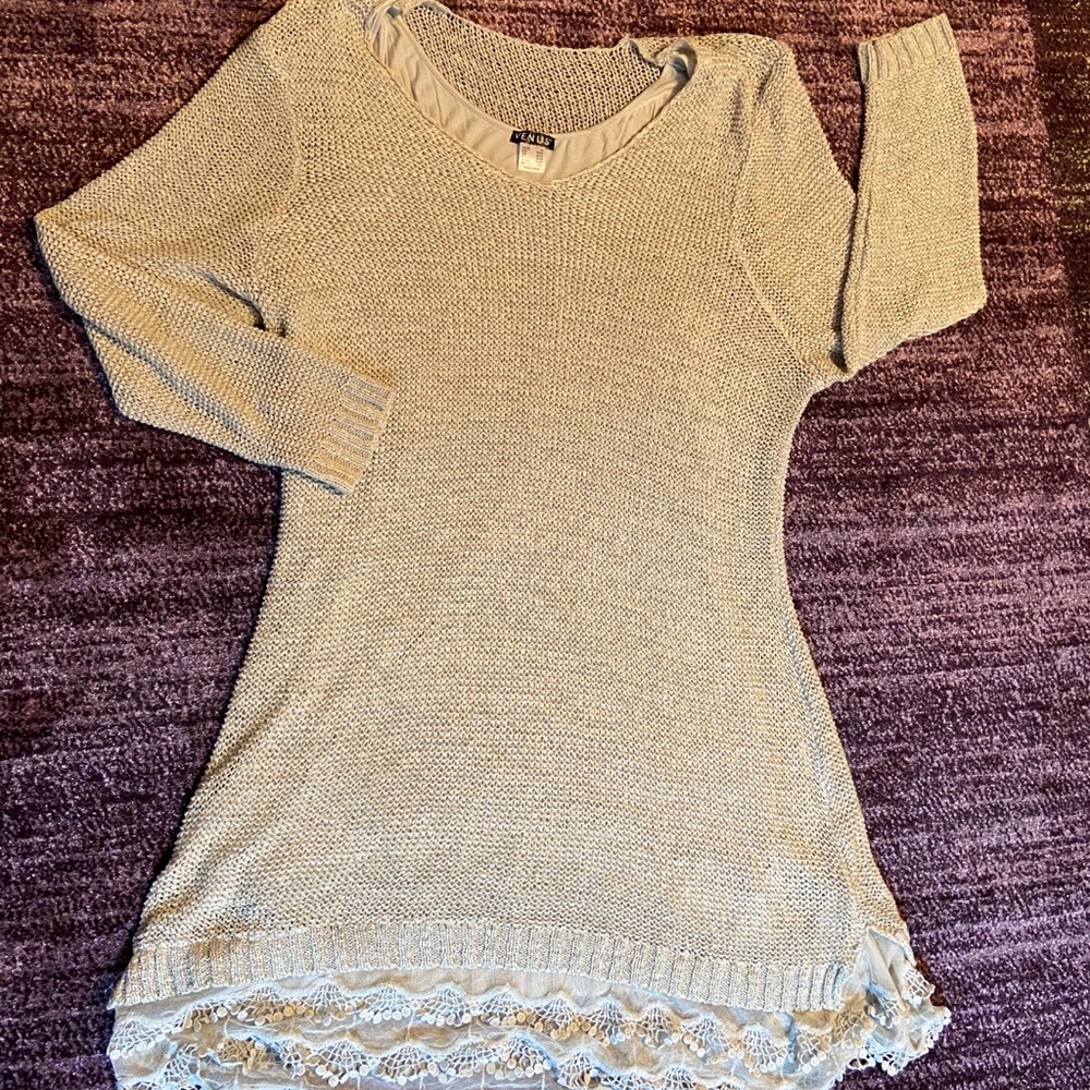 Grey Crocheted/Lace Dress